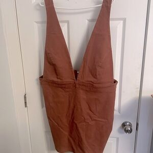 3X Blush Pink Deep V-neck Overall Dress